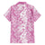 Hawaiian Lei Day Family Matching Short Sleeve Bodycon Dress and Hawaiian Shirt Pink Hibiscus Flowers Lei Art