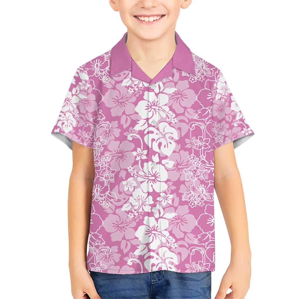 Hawaiian Lei Day Kid Hawaiian Shirt Pink Hibiscus Flowers Lei Art