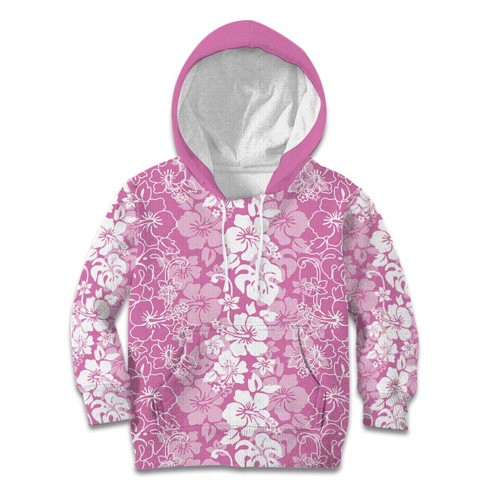 Hawaiian Lei Day Kid Hoodie Pink Hibiscus Flowers Lei Art