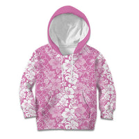 Hawaiian Lei Day Kid Hoodie Pink Hibiscus Flowers Lei Art