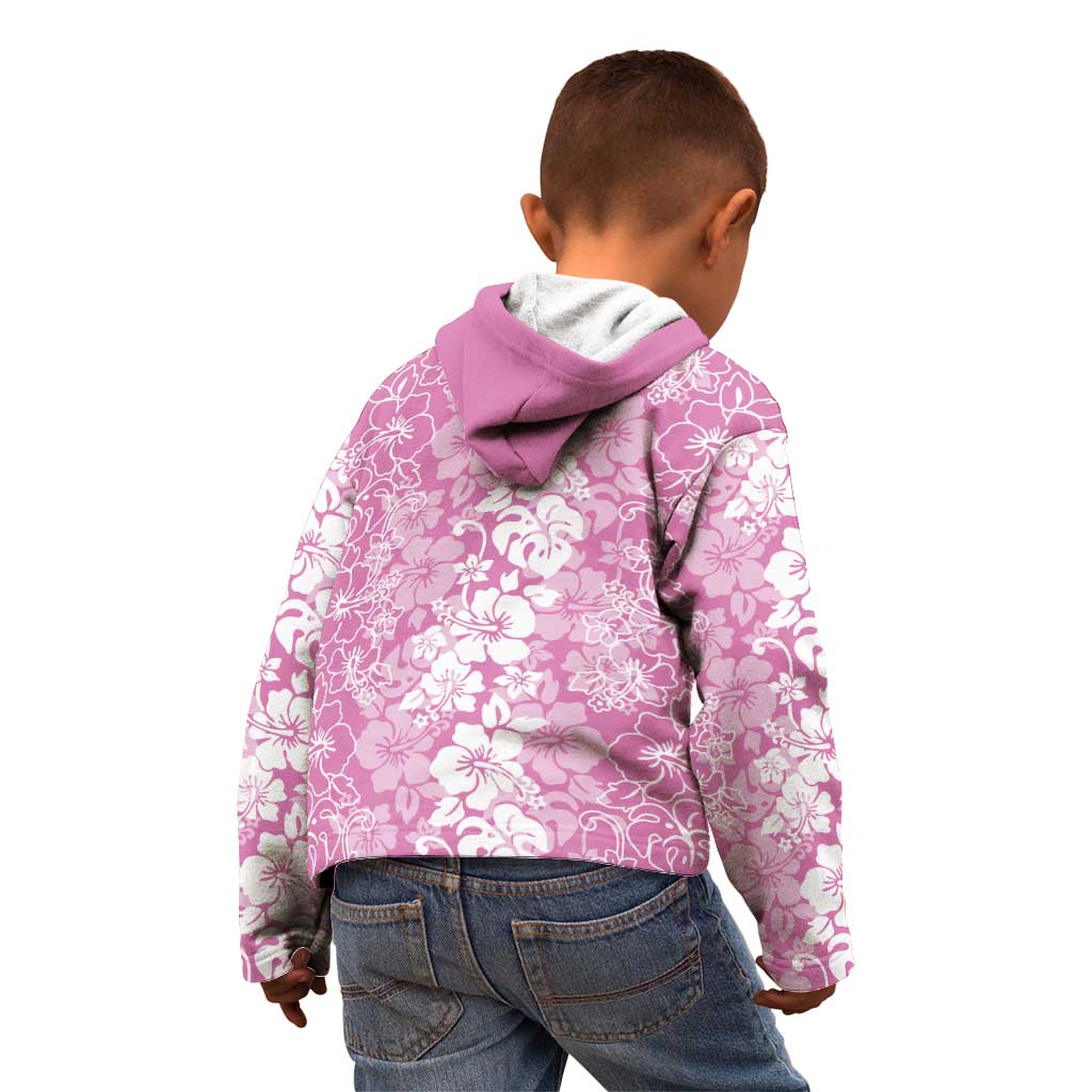 Hawaiian Lei Day Kid Hoodie Pink Hibiscus Flowers Lei Art