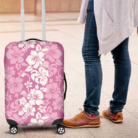 Hawaiian Lei Day Luggage Cover Pink Hibiscus Flowers Lei Art