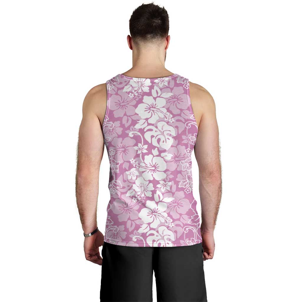 Hawaiian Lei Day Men Tank Top Pink Hibiscus Flowers Lei Art