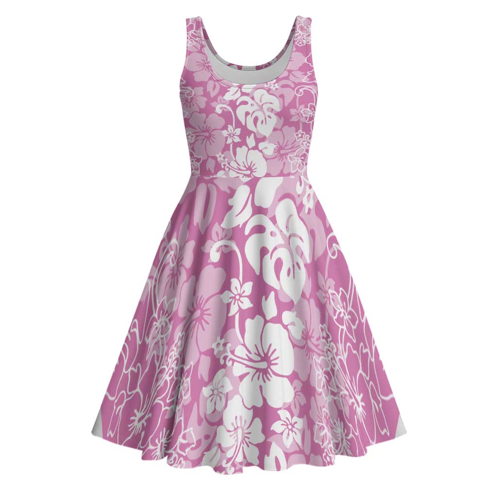 Hawaiian Lei Day Midi Dress Pink Hibiscus Flowers Lei Art - Polynesian Pride