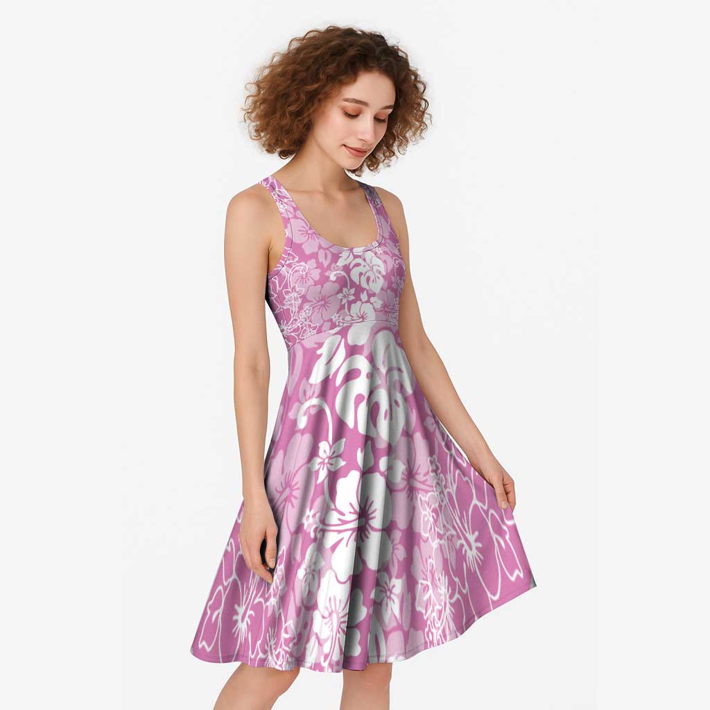 Hawaiian Lei Day Midi Dress Pink Hibiscus Flowers Lei Art - Polynesian Pride