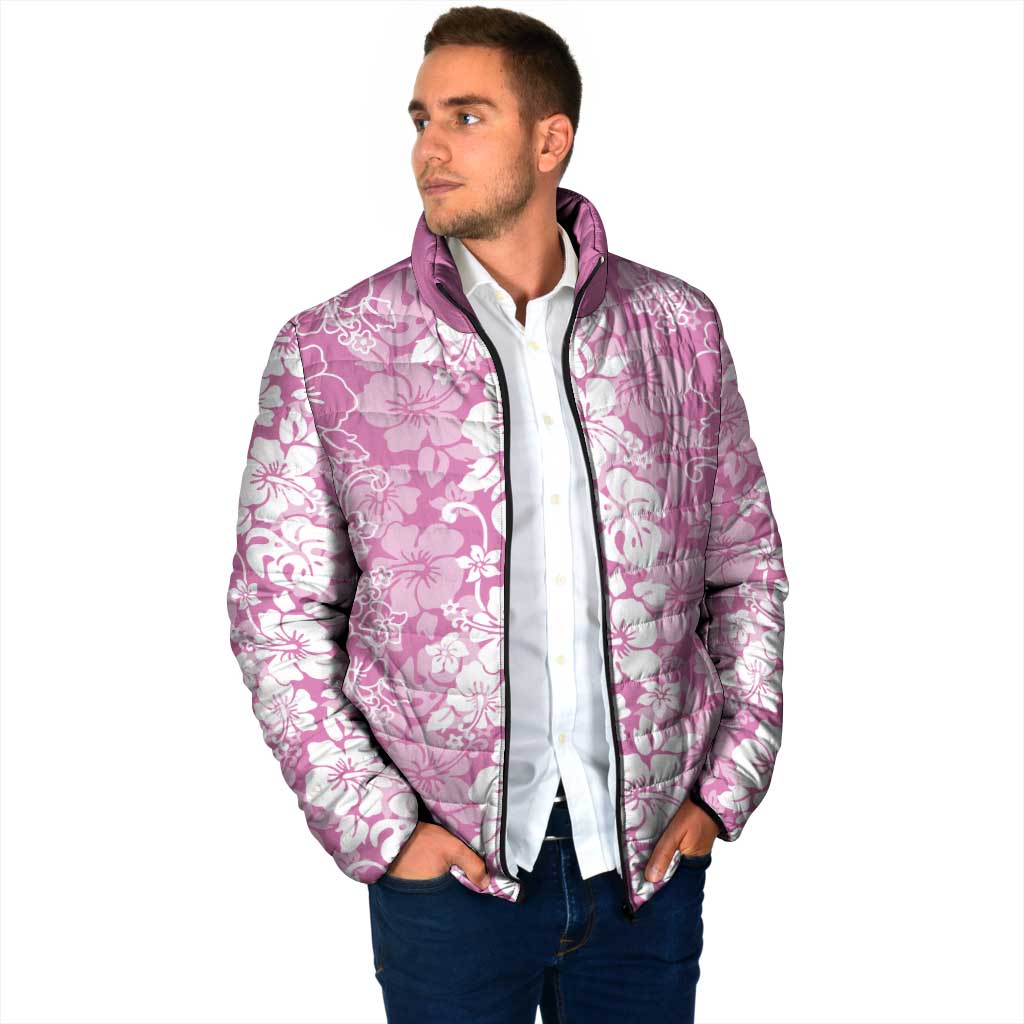 Hawaiian Lei Day Padded Jacket Pink Hibiscus Flowers Lei Art - Polynesian Pride