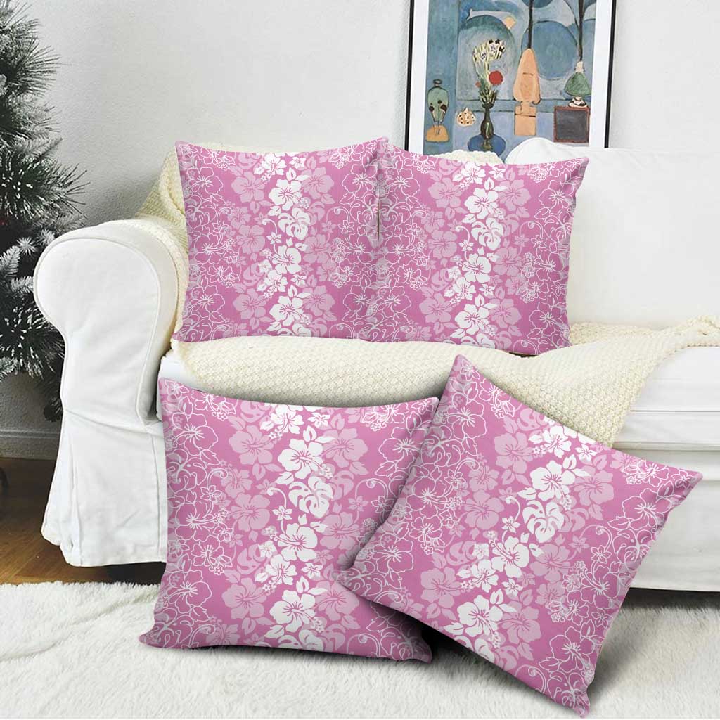 Hawaiian Lei Day Pillow Cover Pink Hibiscus Flowers Lei Art - Polynesian Pride