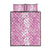 Hawaiian Lei Day Quilt Bed Set Pink Hibiscus Flowers Lei Art