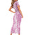 Hawaiian Lei Day Short Sleeve Bodycon Dress Pink Hibiscus Flowers Lei Art