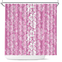 Hawaiian Lei Day Shower Curtain Pink Hibiscus Flowers Lei Art