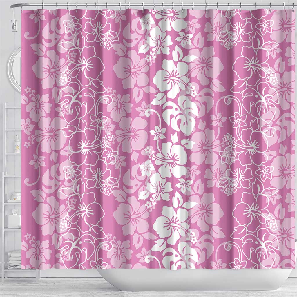 Hawaiian Lei Day Shower Curtain Pink Hibiscus Flowers Lei Art