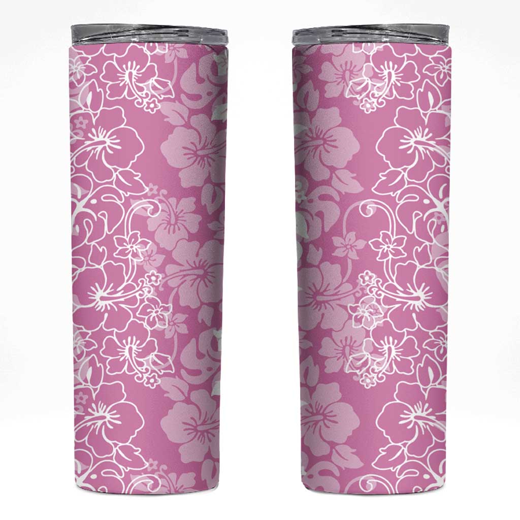 Hawaiian Lei Day Skinny Tumbler Pink Hibiscus Flowers Lei Art