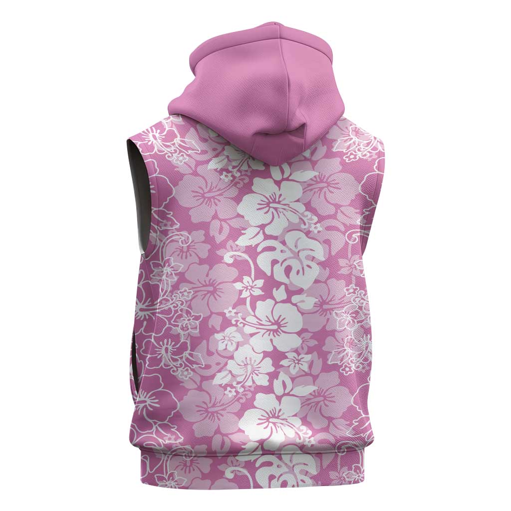 Hawaiian Lei Day Sleeveless Hoodie Pink Hibiscus Flowers Lei Art - Polynesian Pride