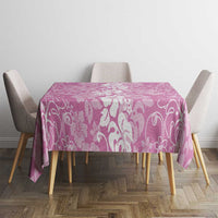 Hawaiian Lei Day Tablecloth Pink Hibiscus Flowers Lei Art