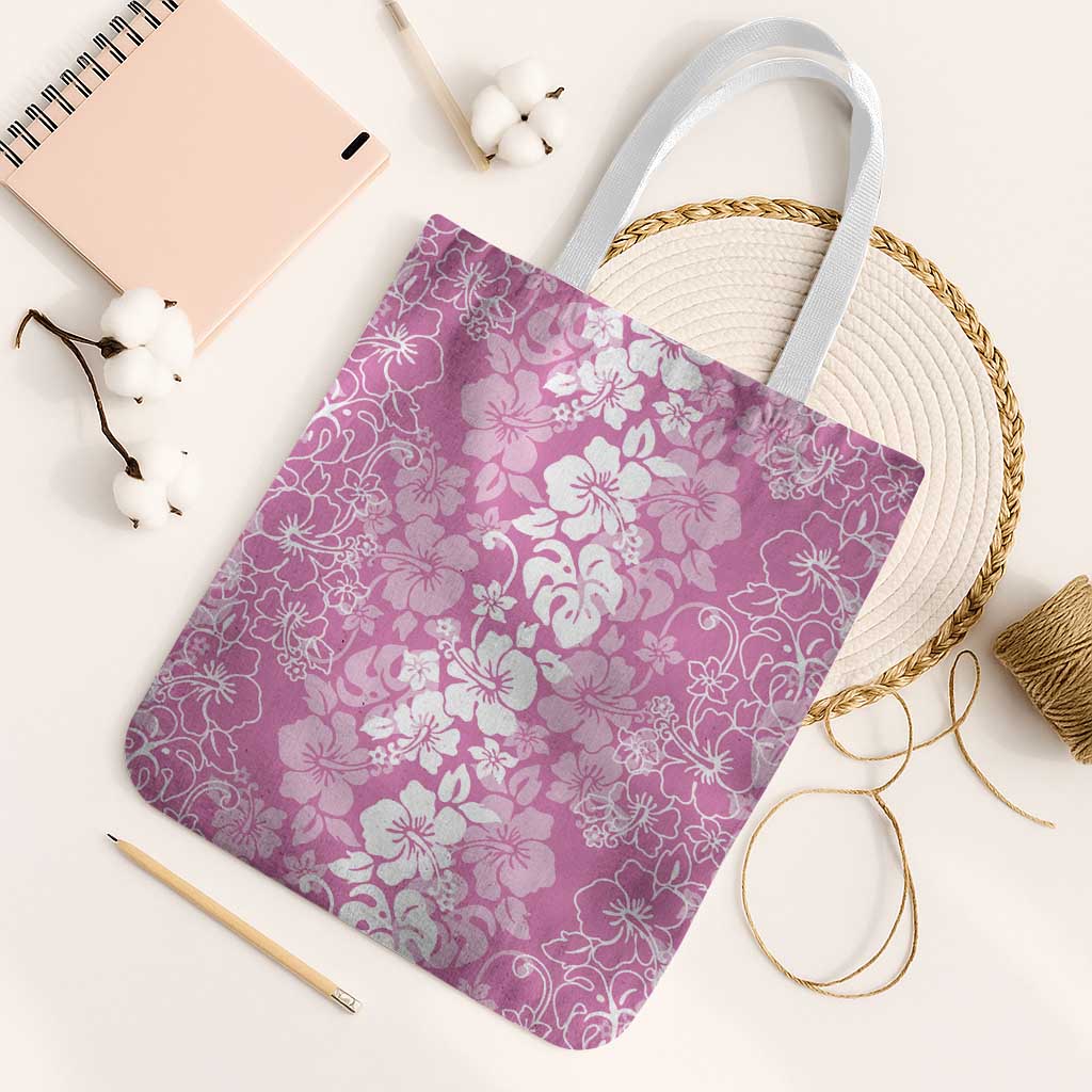 Hawaiian Lei Day Tote Bag Pink Hibiscus Flowers Lei Art - Polynesian Pride