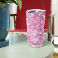 Hawaiian Lei Day Tumbler Cup Pink Hibiscus Flowers Lei Art