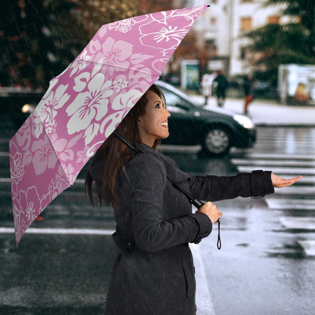 Hawaiian Lei Day Umbrella Pink Hibiscus Flowers Lei Art - Polynesian Pride