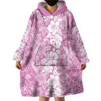 Hawaiian Lei Day Wearable Blanket Hoodie Pink Hibiscus Flowers Lei Art