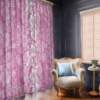 Hawaiian Lei Day Window Curtain Pink Hibiscus Flowers Lei Art
