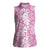 Hawaiian Lei Day Women Sleeveless Polo Shirt Pink Hibiscus Flowers Lei Art