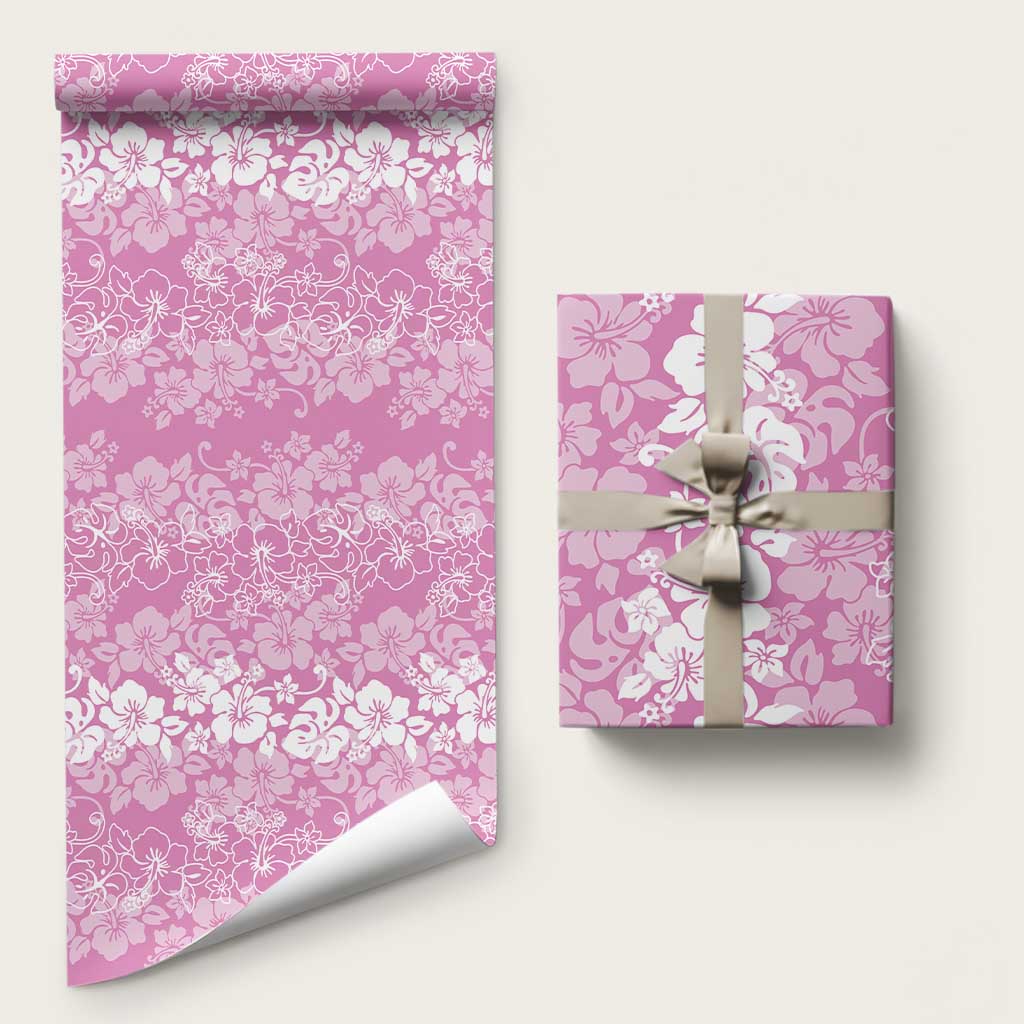 Hawaiian Lei Day Wrapping Paper Pink Hibiscus Flowers Lei Art - Polynesian Pride