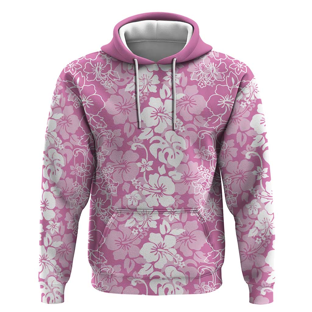 Hawaiian Lei Day Zip Hoodie Pink Hibiscus Flowers Lei Art