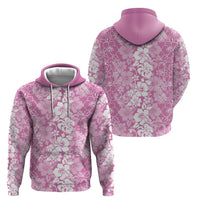 Hawaiian Lei Day Zip Hoodie Pink Hibiscus Flowers Lei Art