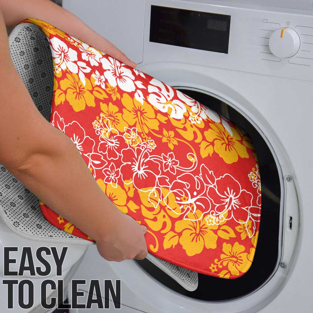 Hawaiian Lei Day Bathroom Set Red Hibiscus Flowers Lei Art - Polynesian Pride