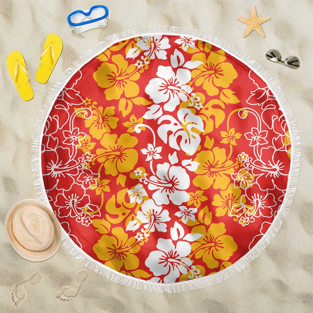 Hawaiian Lei Day Beach Blanket Red Hibiscus Flowers Lei Art