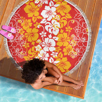 Hawaiian Lei Day Beach Blanket Red Hibiscus Flowers Lei Art