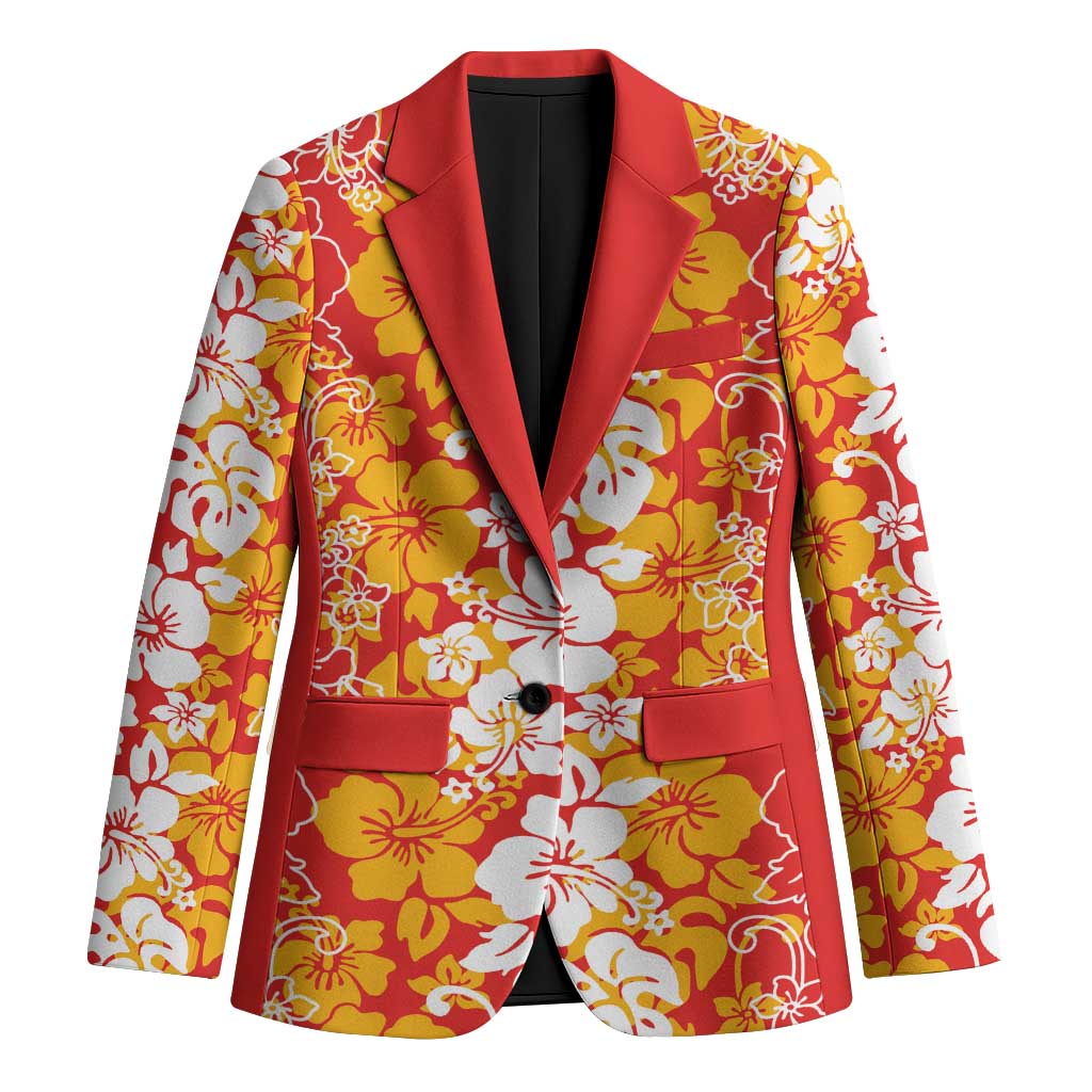 Hawaiian Lei Day Blazer Red Hibiscus Flowers Lei Art - Polynesian Pride