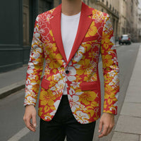 Hawaiian Lei Day Blazer Red Hibiscus Flowers Lei Art - Polynesian Pride