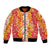 Hawaiian Lei Day Bomber Jacket Red Hibiscus Flowers Lei Art