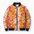 Hawaiian Lei Day Bomber Puffer Jacket Red Hibiscus Flowers Lei Art - Polynesian Pride