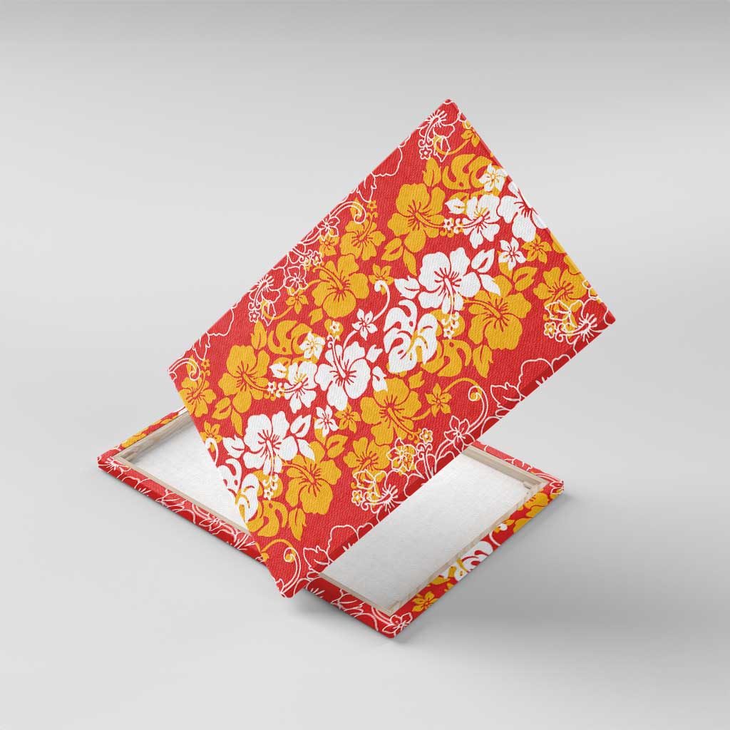 Hawaiian Lei Day Canvas Wall Art Red Hibiscus Flowers Lei Art