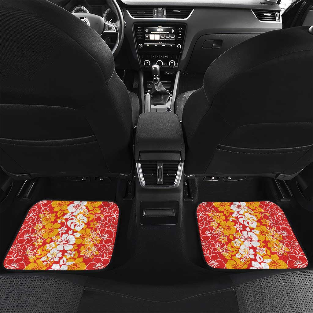 Hawaiian Lei Day Car Mats Red Hibiscus Flowers Lei Art