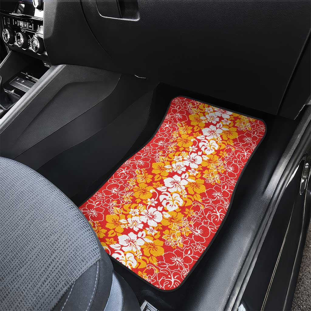 Hawaiian Lei Day Car Mats Red Hibiscus Flowers Lei Art