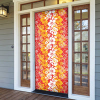 Hawaiian Lei Day Door Cover Red Hibiscus Flowers Lei Art - Polynesian Pride
