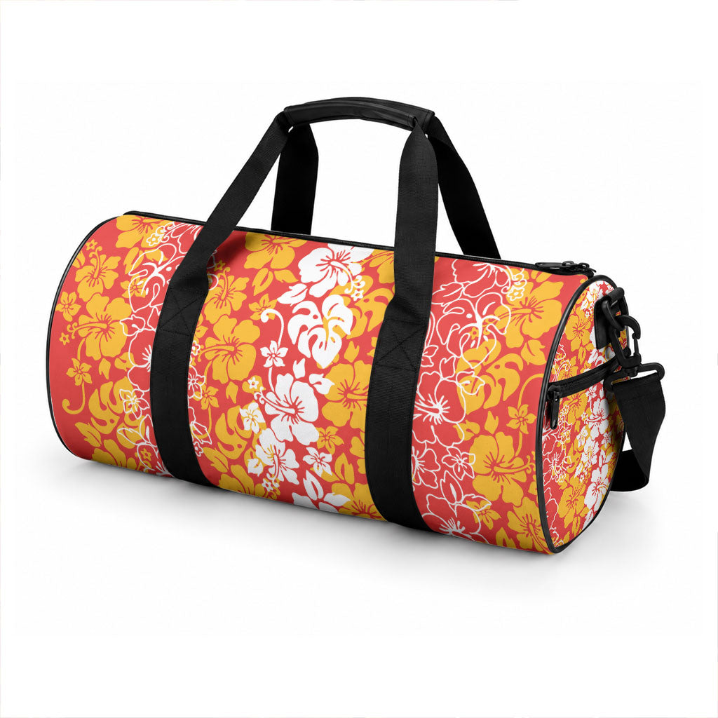 Hawaiian Lei Day Duffle Bag Red Hibiscus Flowers Lei Art LT9 - Polynesian Pride