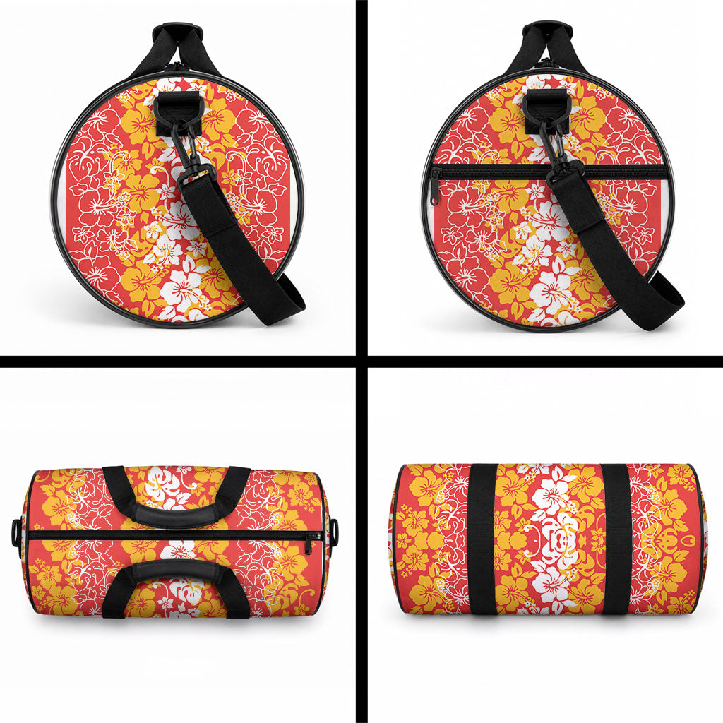 Hawaiian Lei Day Duffle Bag Red Hibiscus Flowers Lei Art LT9 - Polynesian Pride
