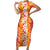 Hawaiian Lei Day Family Matching Short Sleeve Bodycon Dress and Hawaiian Shirt Red Hibiscus Flowers Lei Art