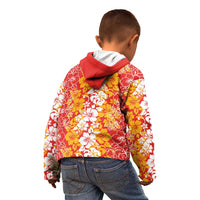Hawaiian Lei Day Kid Hoodie Red Hibiscus Flowers Lei Art