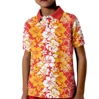 Hawaiian Lei Day Kid Polo Shirt Red Hibiscus Flowers Lei Art