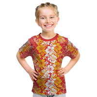 Hawaiian Lei Day Kid T Shirt Red Hibiscus Flowers Lei Art