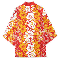 Hawaiian Lei Day Kimono Red Hibiscus Flowers Lei Art - Polynesian Pride