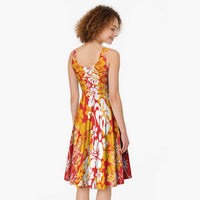 Hawaiian Lei Day Midi Dress Red Hibiscus Flowers Lei Art - Polynesian Pride