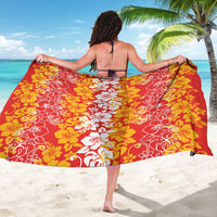 Hawaiian Lei Day Sarong Red Hibiscus Flowers Lei Art