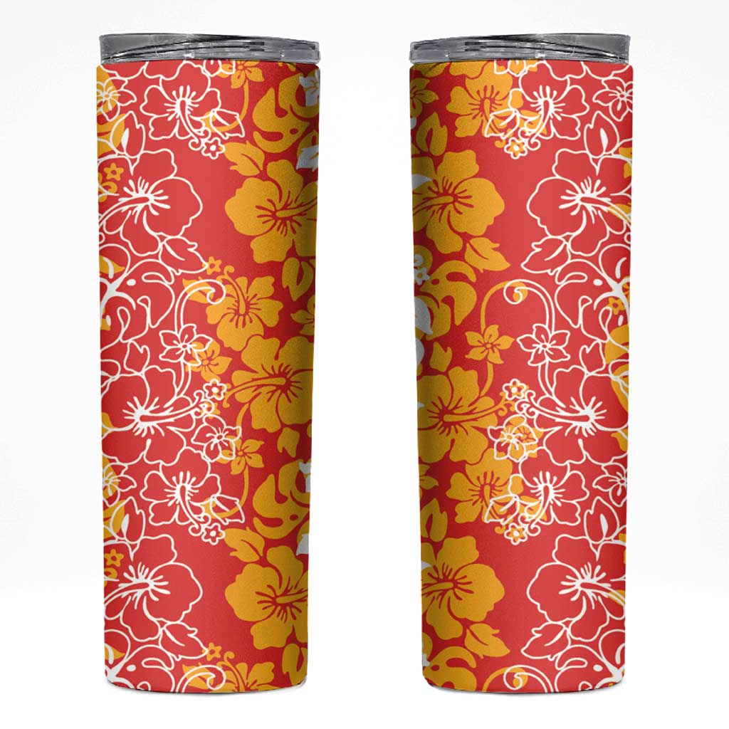 Hawaiian Lei Day Skinny Tumbler Red Hibiscus Flowers Lei Art