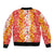 Hawaiian Lei Day Sleeve Zip Bomber Jacket Red Hibiscus Flowers Lei Art