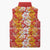 Hawaiian Lei Day Sleeveless Puffer Jacket Red Hibiscus Flowers Lei Art - Polynesian Pride